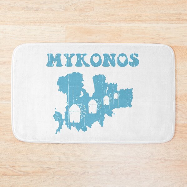 Item preview, Mykonos, Greece, Map & Iconic Windmills designed and sold by Happy Puppy Print On Demand.