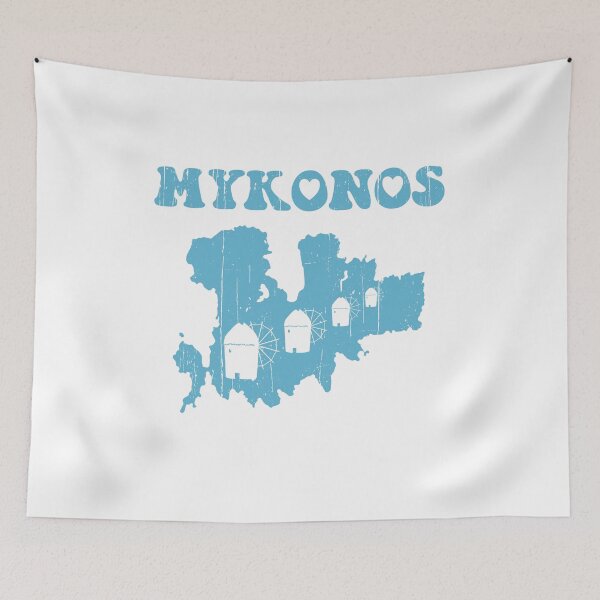 Item preview, Mykonos, Greece, Map & Iconic Windmills designed and sold by Happy Puppy Print On Demand.