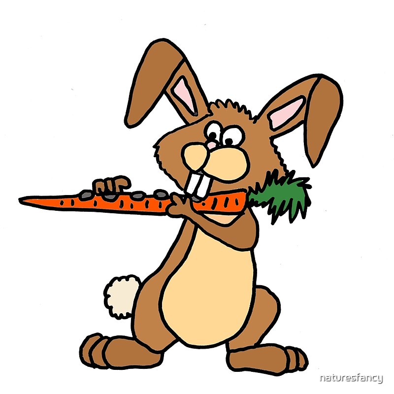 Funny Funky Bunny Rabbit Playing Carrot Flute By N