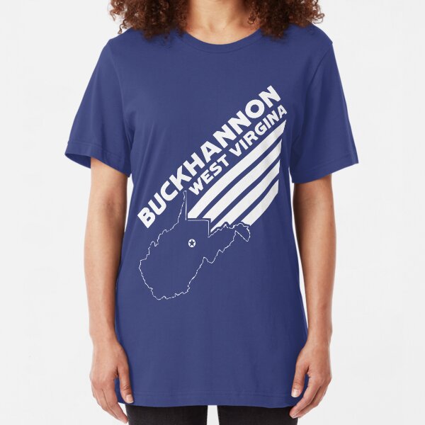 Buckhannon West Virginia with Stripes and State Outline - BLUE Slim Fit T-Shirt