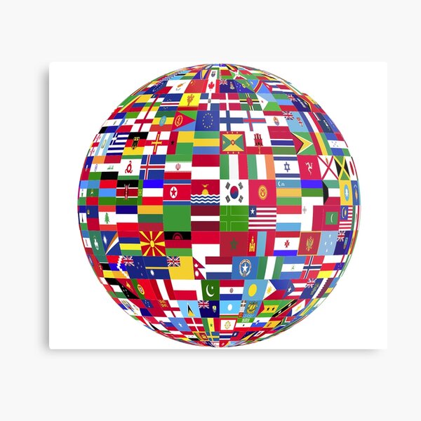 World Flags Globe Metal Print