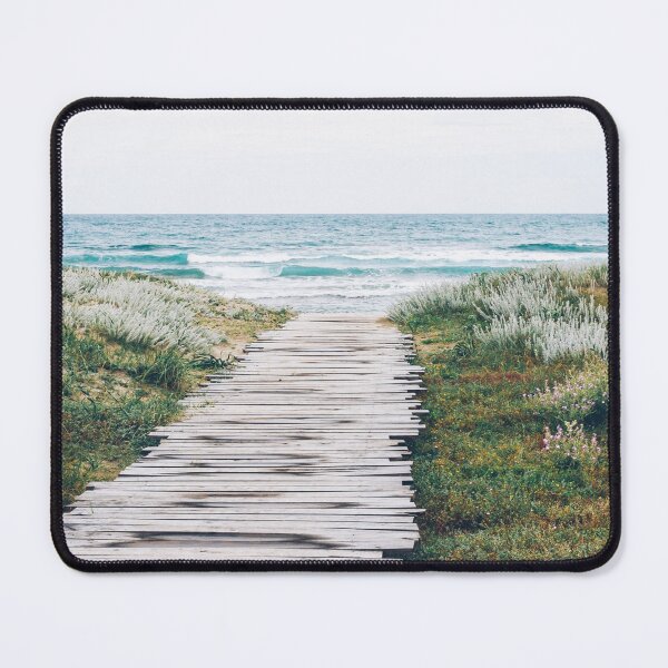 Item preview, Wooden path through the grass toward the ocean beach designed and sold by FindYouByZ.