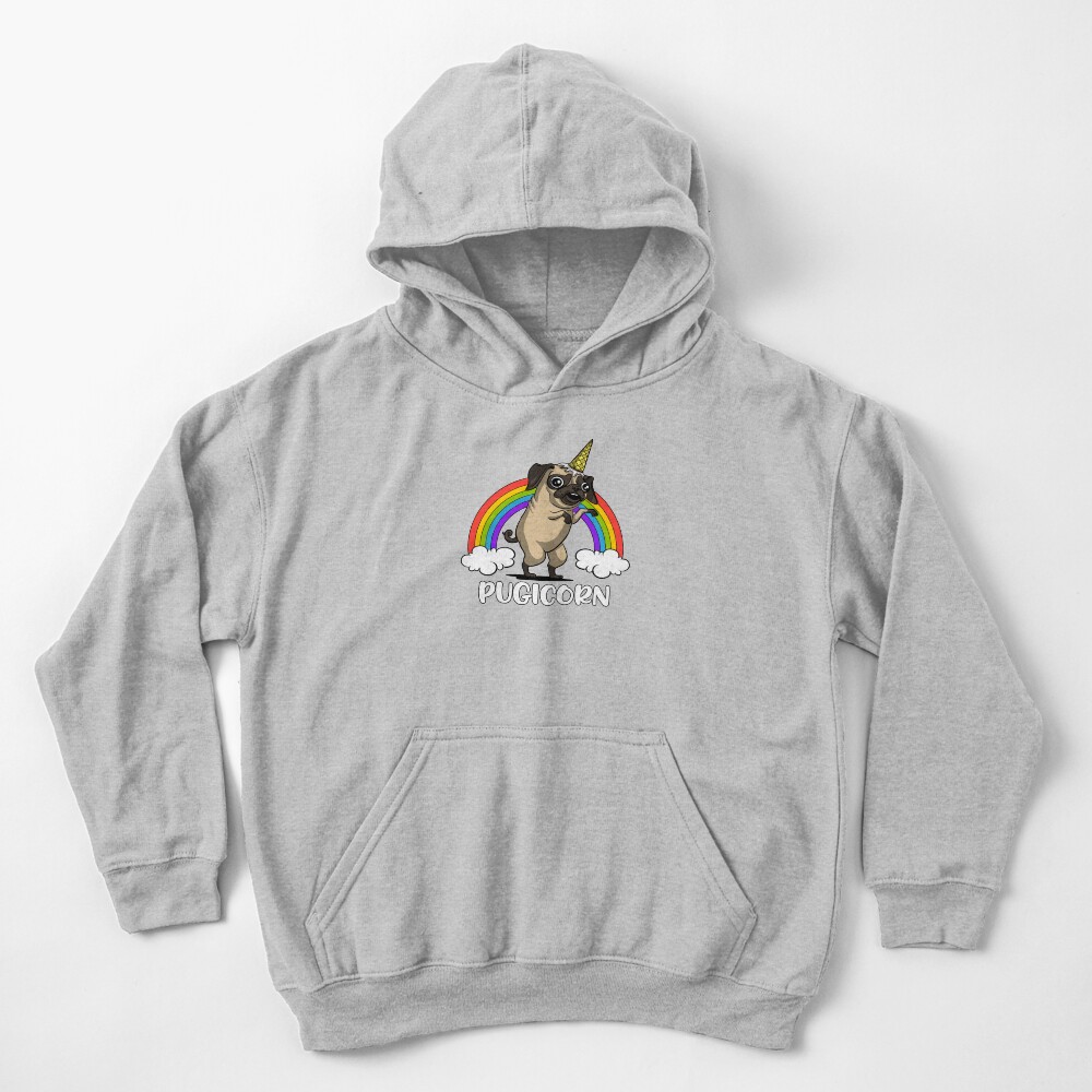 Pugicorn Pug Dog Kids Pullover Hoodie
