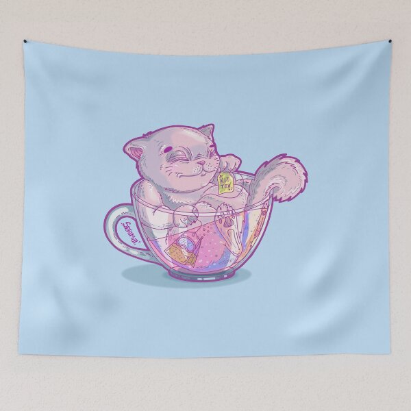 Item preview, Kit-Tea Funny kitty pun with Cute Pastel Cat and Tea cup designed and sold by SPIRIMAL.