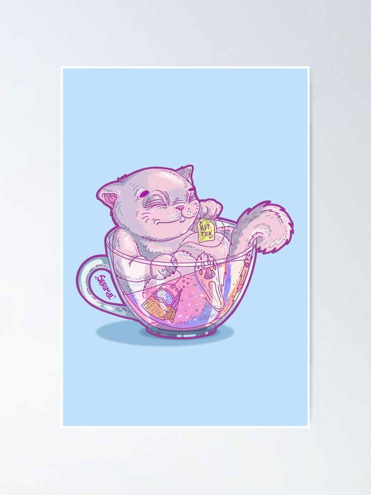 Bubble Kit Tea Kitten Cat Tea Mug Kawaii Feline Kitty Pun Maglietta 