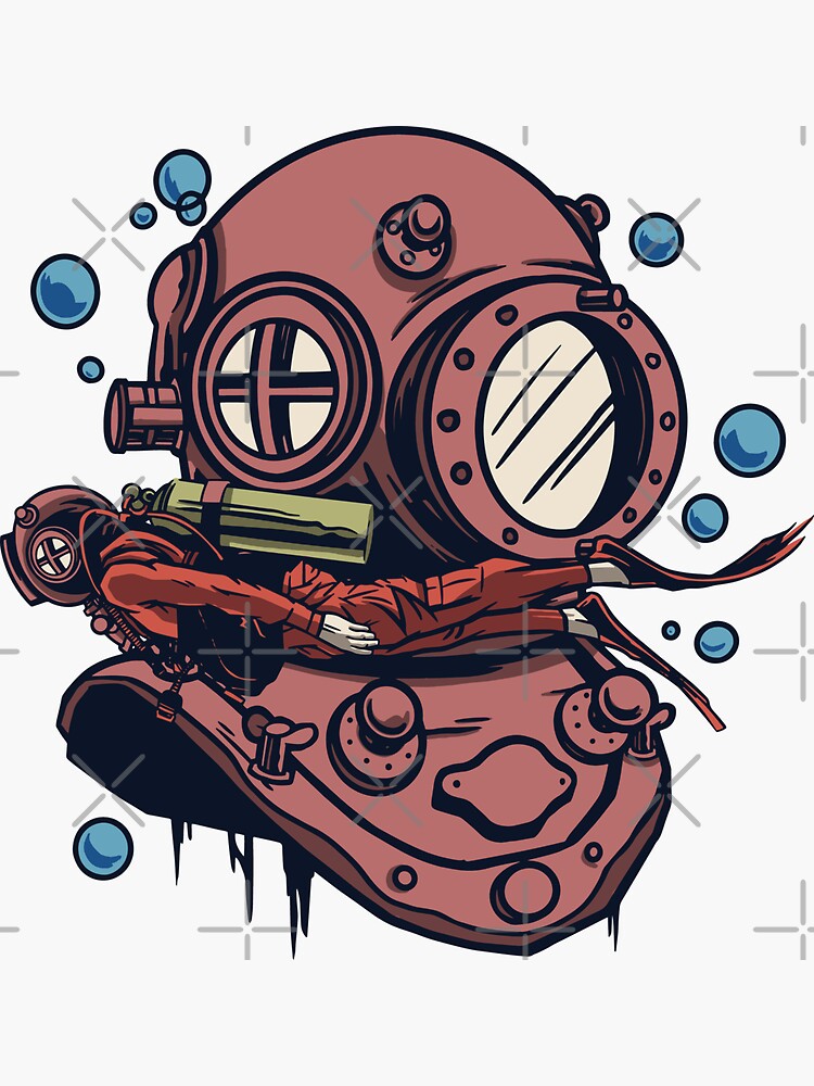 Divers, diving, deep sea divers Sticker by DerSenat