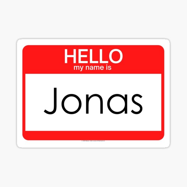 My Name Is Jonas Name Tag Sticker