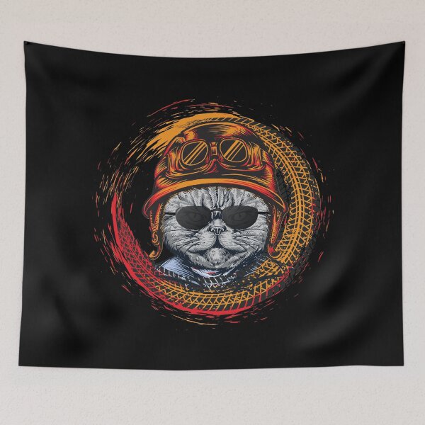Item preview, The cat is getting ready for a motorcycle race designed and sold by YacineHB01.