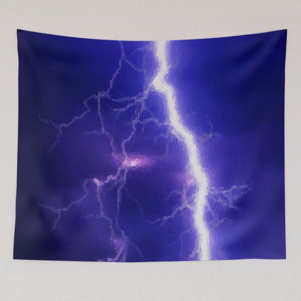 Item preview, Bad Weather Blue Lightning Strikes During Thunderstorm Abstract Art Low Polygon Shapes Design designed and sold by artdesignmerch.