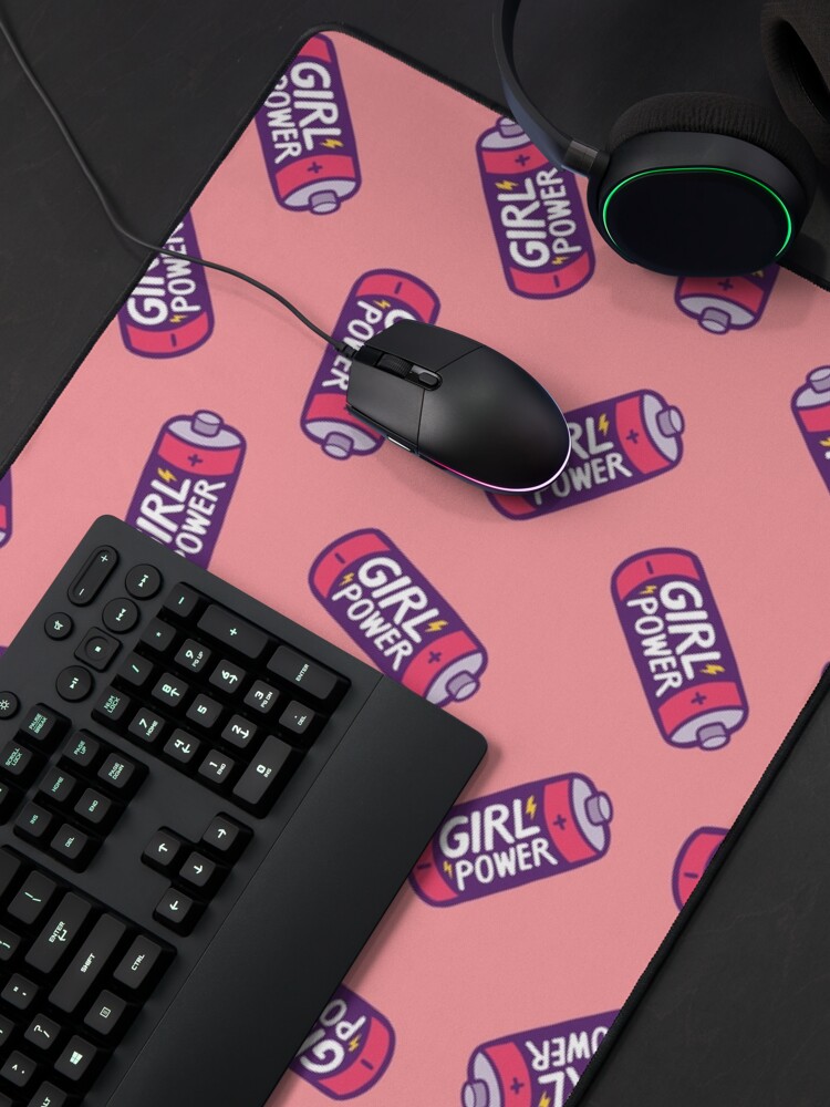Alternate view of Girl Power Pattern in Pink Mouse Pad