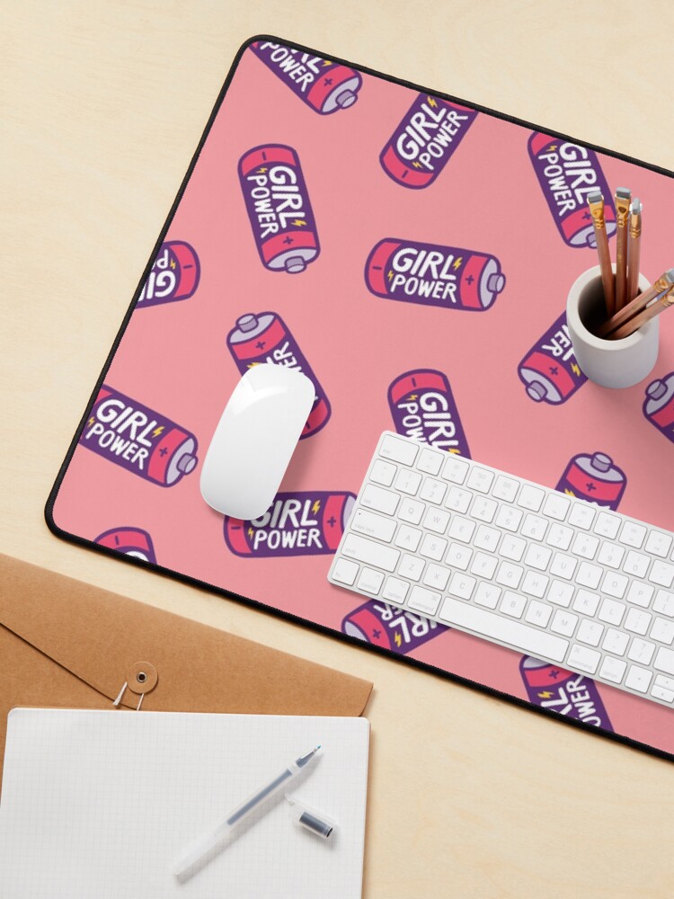 Alternate view of Girl Power Pattern in Pink Mouse Pad