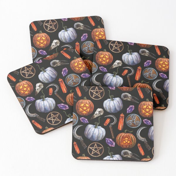 Item preview, Pumpkins and Sickles Samhain Pattern designed and sold by Kate Vigdis.