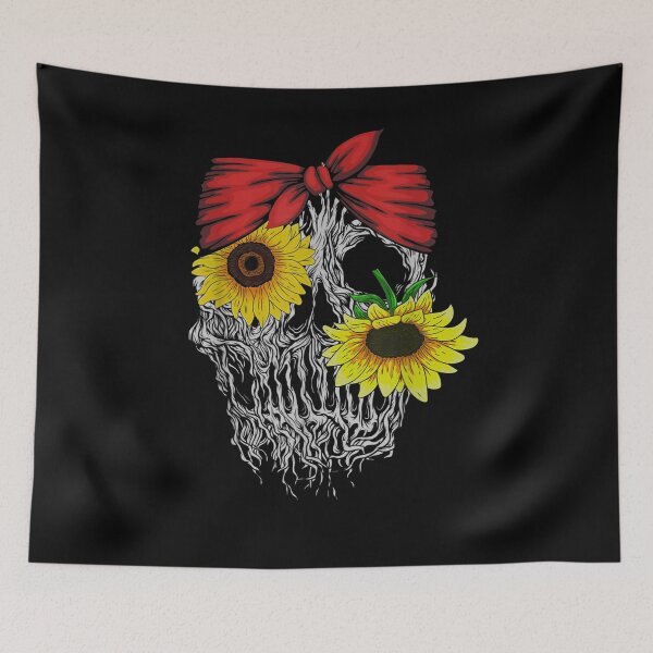 Item preview,  Floral Skull Skeleton Flower Spooky Blossom Sunflower designed and sold by dlouise22.