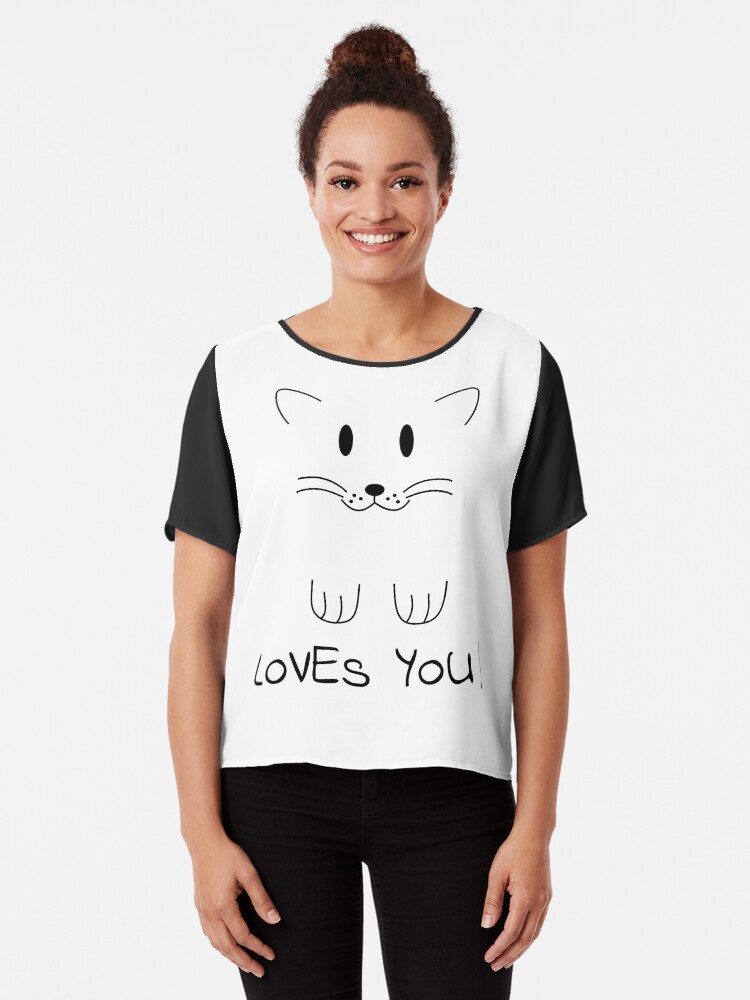 Thumbnail 1 of 6, Chiffon Top, Kitten loves you designed and sold by reIntegration.