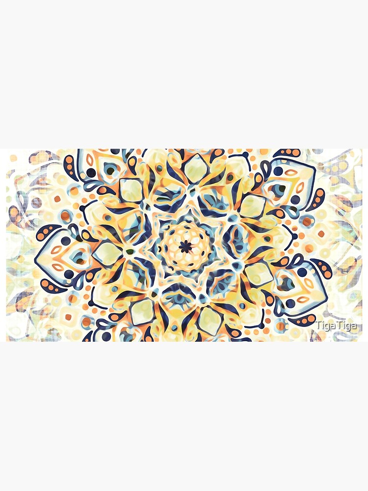 Stained Glass Mandala - Mustard Yellow & Navy by TigaTiga