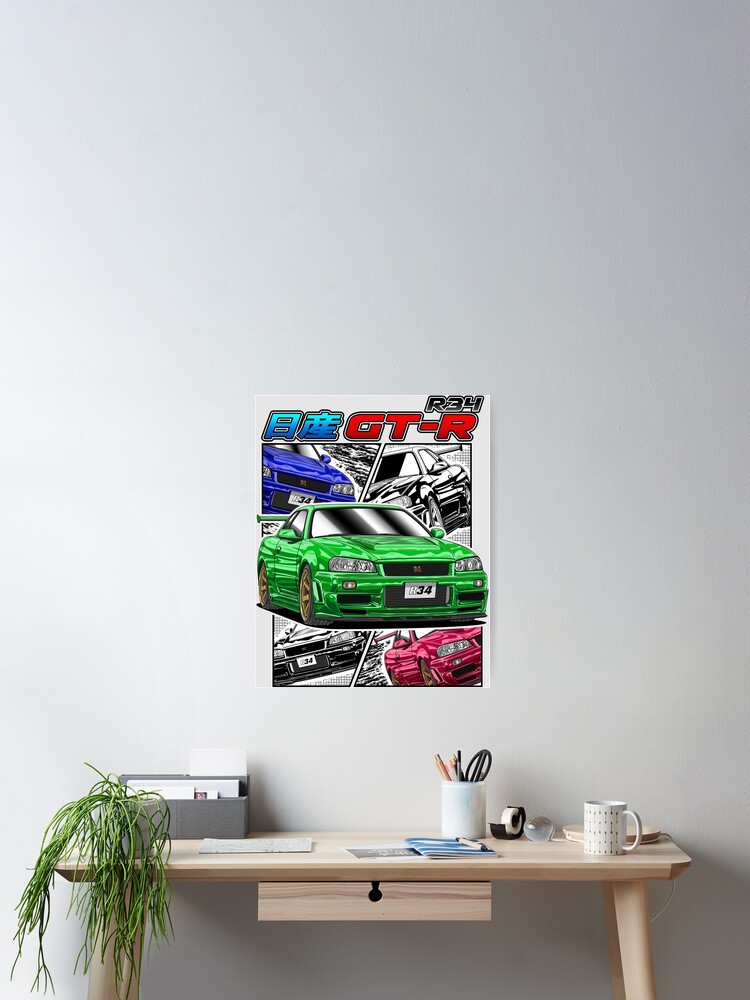 JDM Nissan Skyline GT-R R34  Poster
