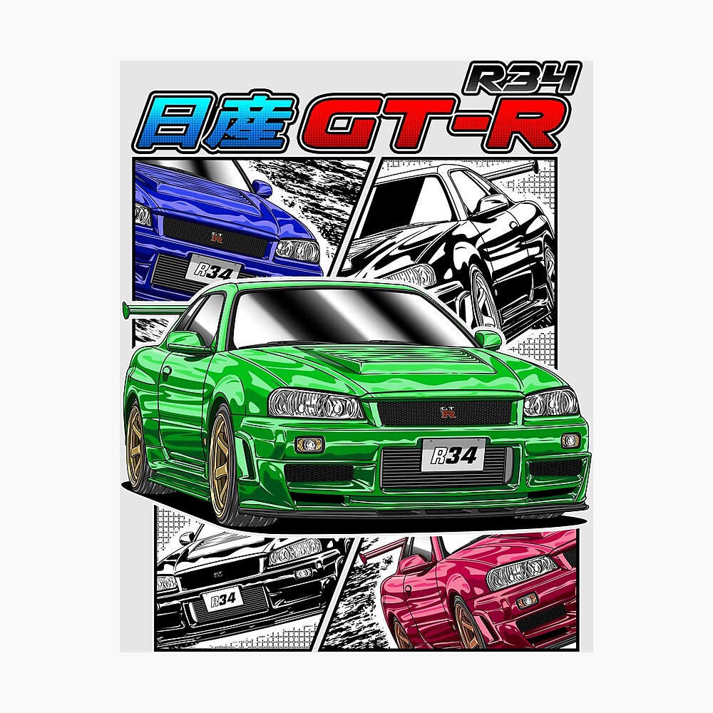 JDM Nissan Skyline GT-R R34  Poster