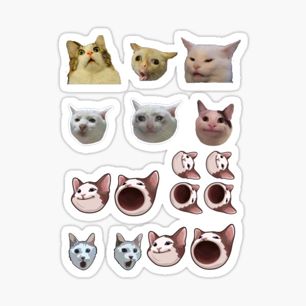 Pop Cat Sticker Sheet Cute Cat Meme Funny Stationery Eco 