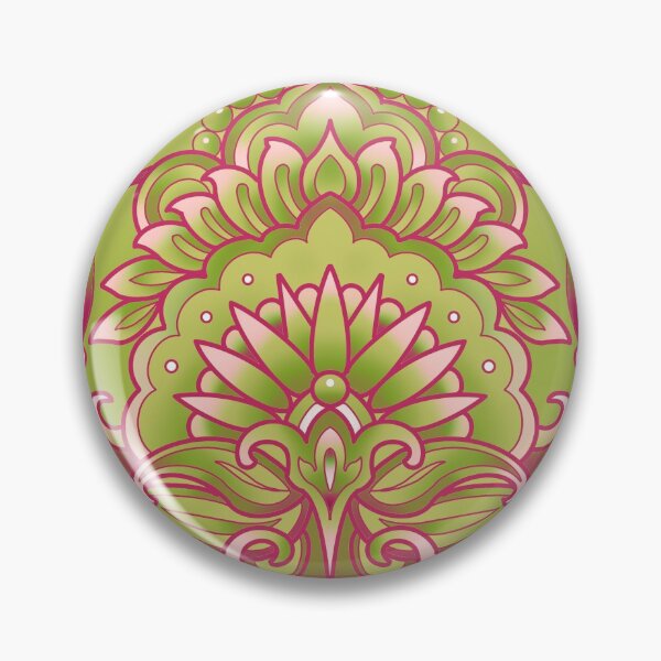 Item preview, mehendi mandala pattern in pink and green designed and sold by weilertsen.