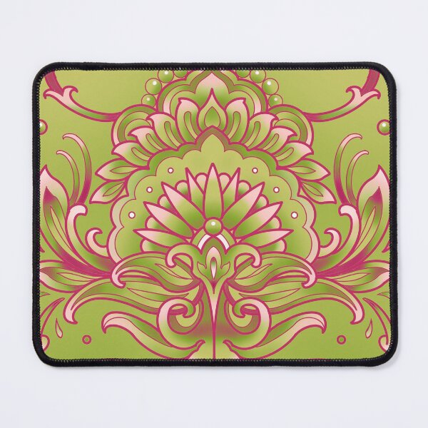 Item preview, mehendi mandala pattern in pink and green designed and sold by weilertsen.