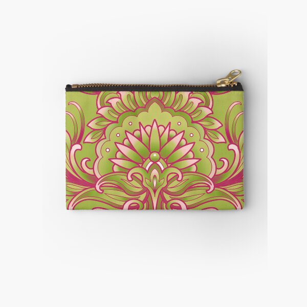 Item preview, mehendi mandala pattern in pink and green designed and sold by weilertsen.