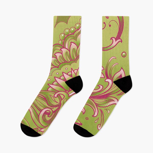 Item preview, mehendi mandala pattern in pink and green designed and sold by weilertsen.