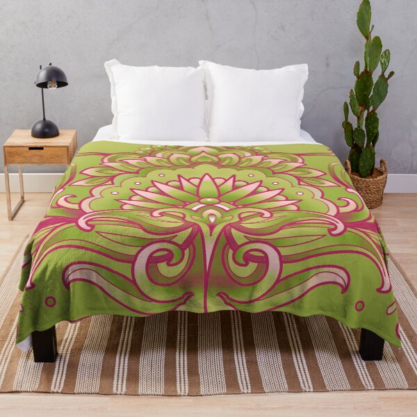 Item preview, mehendi mandala pattern in pink and green designed and sold by weilertsen.