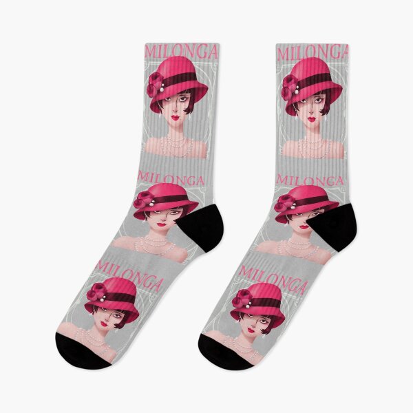 Item preview, Vintage Art Decor Milonga Flapper in Pink Hat and Pearls designed and sold by infinitetango.