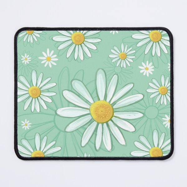 Item preview, Daisy seamless pattern on fresh mint background designed and sold by Artyerke.