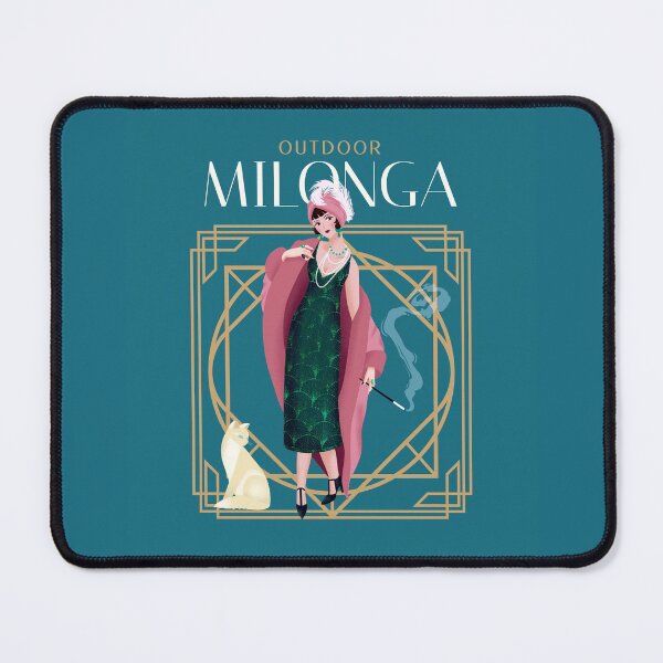 Item preview, Vintage Art Deco Outdoor Milonga Poster with Flapper and Cute Cat designed and sold by infinitetango.