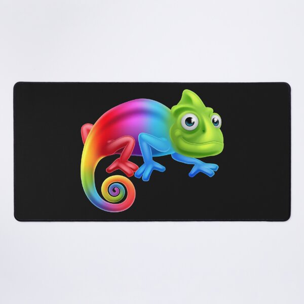 Funny Rainbow Chameleon Desk Mat
