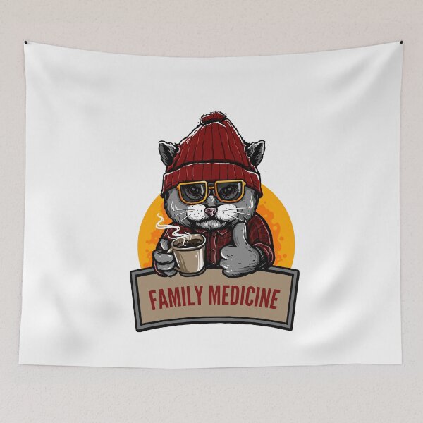 Item preview, Family Medicine, Cat with Coffee designed and sold by doctors-apparel.