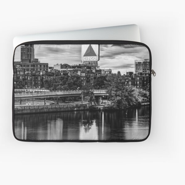 Boston's Citgo Sign Over The Charles River Panorama In Black and White T- Shirt by Gregory Ballos - Fine Art America