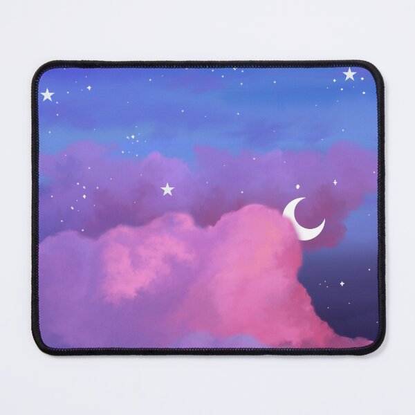 Item preview, Aesthetic Dark Blue Sky with Pink Clouds, Stars and Moon designed and sold by marleew.