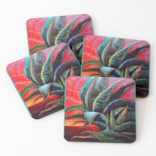 Item preview, LARGE BLUE DESERT AGAVE CACTI SUNRISE ART designed and sold by sharlesart.