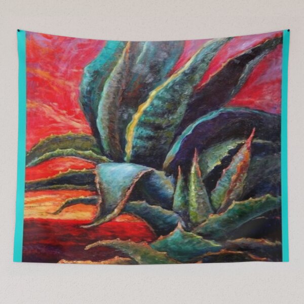 Item preview, LARGE BLUE DESERT AGAVE CACTI SUNRISE ART designed and sold by sharlesart.