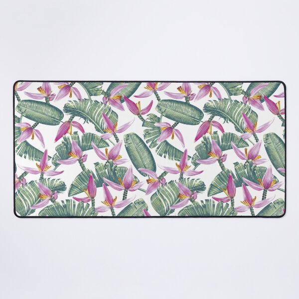 Ornamental Pattern With Pink Color Flowers Desk Mat