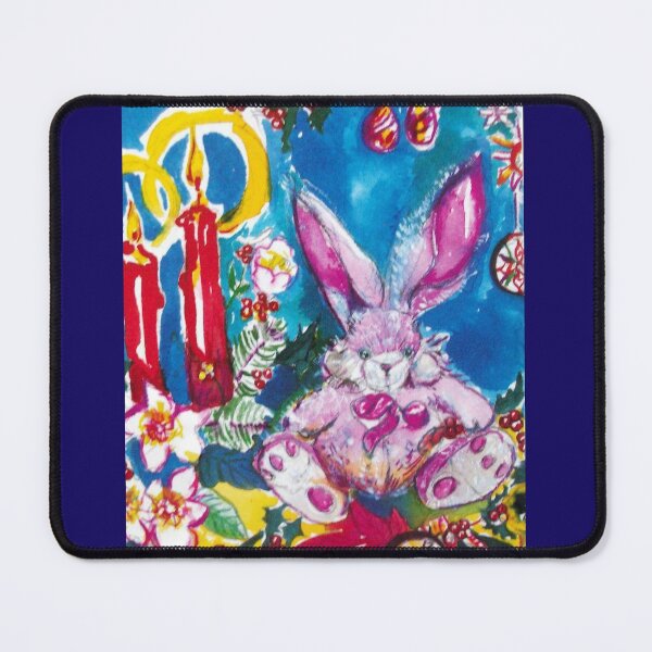 Item preview, PINK RABBIT WITH CHRISTMAS CANDLES AND HOLLYBERRIES designed and sold by BulganLumini.