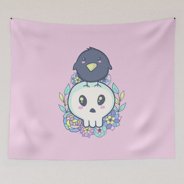 Item preview, Pastel Goth Kawaii Raven & Skull designed and sold by GrimButterfly.