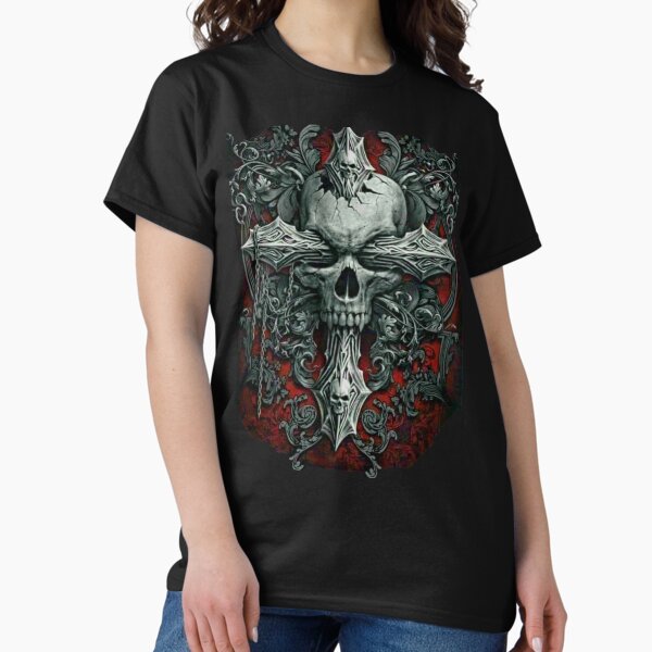 Item preview, Celtic Cross Skull with Cross In eyes designed and sold by slashrose4ever.
