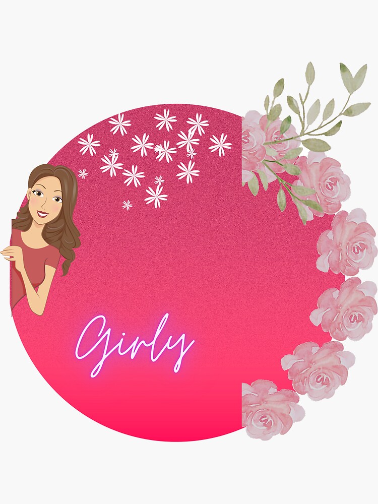 "Girlpink rose girl" Sticker by NorahDAmany Redbubble