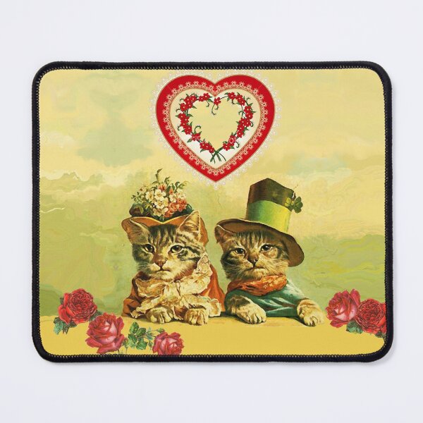 Item preview, FUNNY OLD FASHION VALENTINES DAY CATS WITH HEART AND RED ROSES designed and sold by BulganLumini.