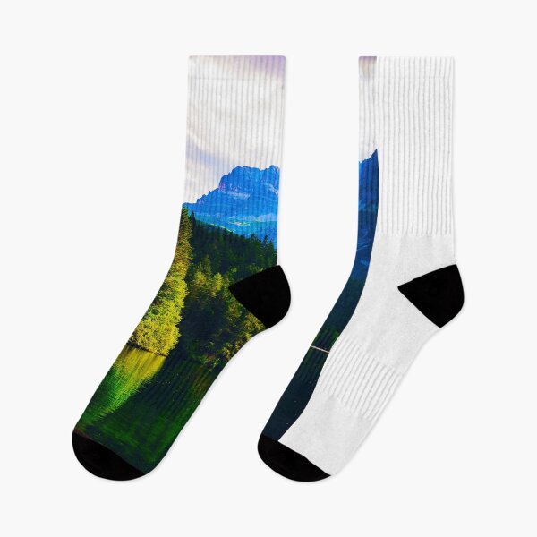 Item preview, Landscape View of a Mountain With Green Shiny Trees and River designed and sold by cypher33.