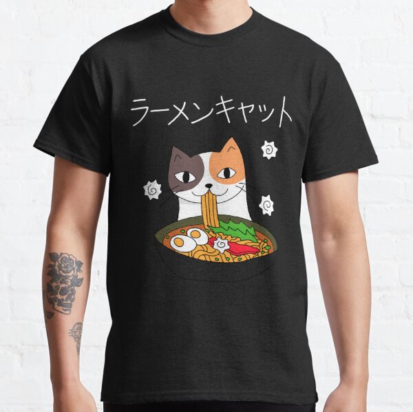 cats in ramen shirt