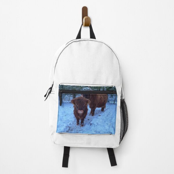 Item preview, Scottish Highland Cattle Calf and Cow in snow 2677 designed and sold by SaarelaHighland.