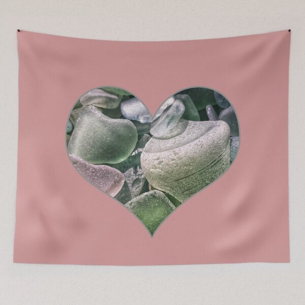 Item preview, Sea Glass Greens in Heart with Grey Trim designed and sold by Beachy.