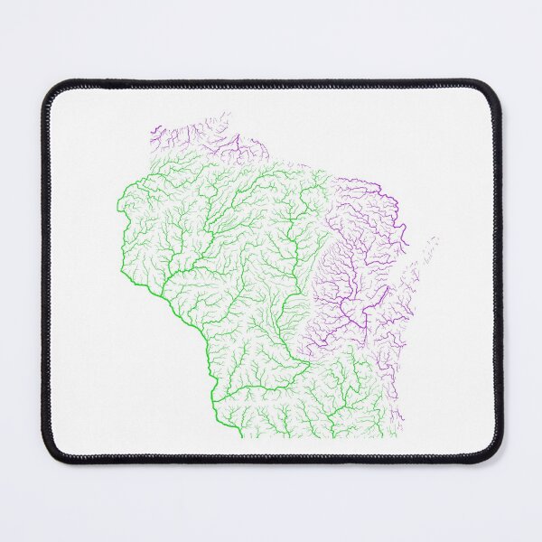 Item preview, Wisconsin River Basin Map in Rainbow Colours with White Background designed and sold by GrasshopperGeo.