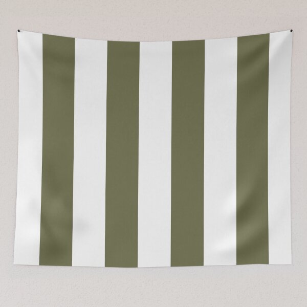 Item preview, Dark Green and White Vertical Stripe Pattern Pairs 2022 Trending Color - Hue - Shade Pantone Olive Branch 18-0527 designed and sold by ColorOfTheYears.