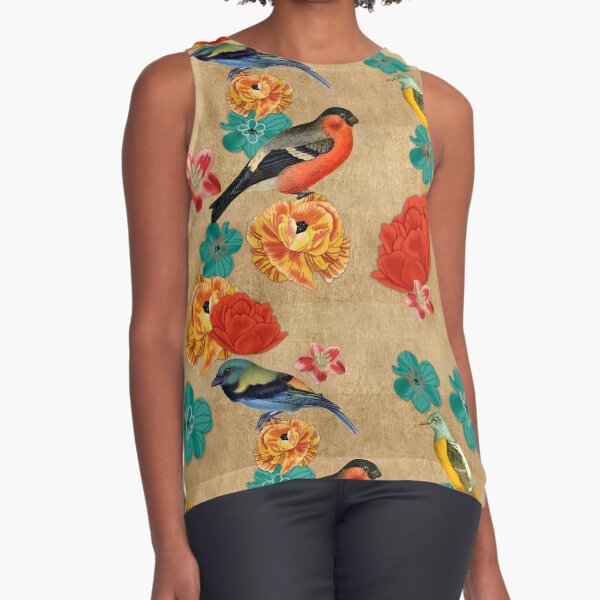 Burlap & Birds Sleeveless Top