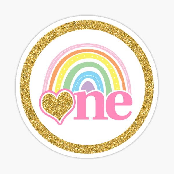 "Pastel Rainbow Baby Girl One 1st Birthday Round Circle" Sticker for Sale by CyanSkyDesign